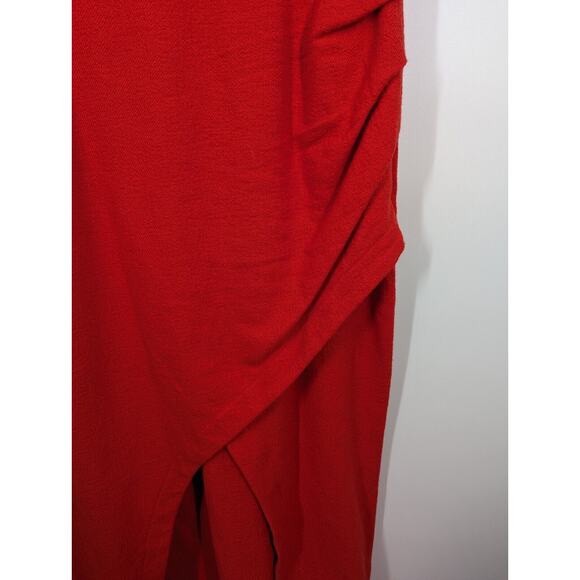 Anthropologie Maeve SZ 4 Squareneck Maxi Dress Red Holiday Cocktail Faux Wrap - Picture 8 of 8